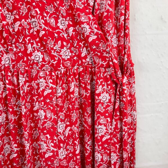 NWT Kaileigh Stitch Fix Sz L Delaney Red White Floral Wide Leg Crop Jumpsuit - Picture 4 of 10